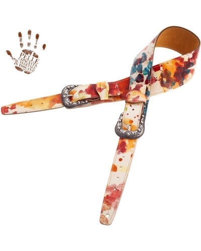 Tracolla per Chitarra e Basso Multicolore Vera Pelle Conciata Al Vegetale 7 Cm Sun Twin Buckle TS Paint 