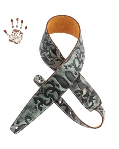 magrabò guitar straps | holes hs embossed grifo verde 8 cm