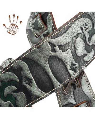 magrabò guitar straps | holes hs embossed grifo verde 8 cm