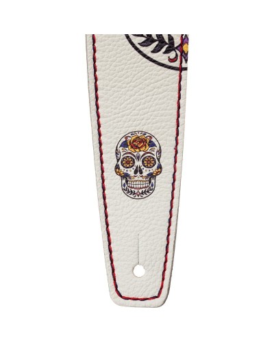 Guitar Strap White Genuine Leather 6 Cm Holes HS Art Print 