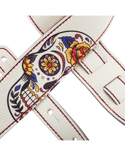 Guitar Strap White Genuine Leather 6 Cm Holes HS Art Print 