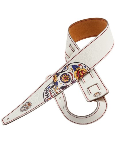 Guitar Strap White Genuine Leather 6 Cm Holes HS Art Print 