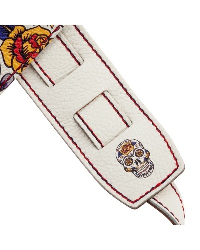 Guitar Strap White Genuine Leather 6 Cm Holes HS Art Print 