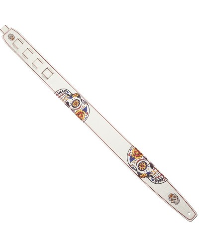 Guitar Strap White Genuine Leather 6 Cm Holes HS Art Print 