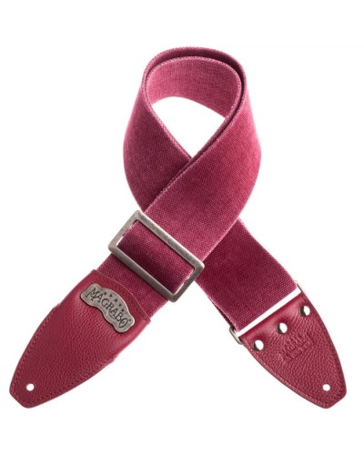 Guitar Strap Bordeaux Cotton And Genuine Leather 8 Cm Colors Stripe SS Cotton Washed 