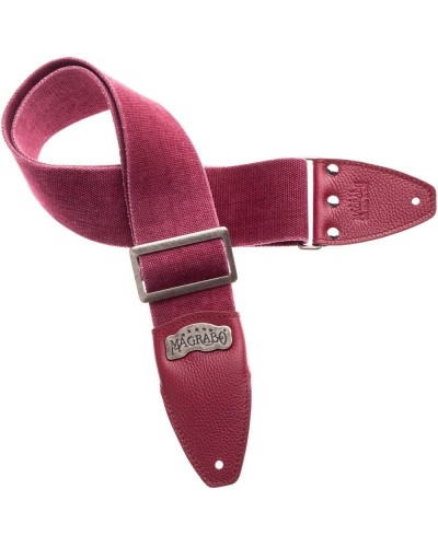 Guitar Strap Bordeaux Cotton And Genuine Leather 8 Cm Colors Stripe SS Cotton Washed 