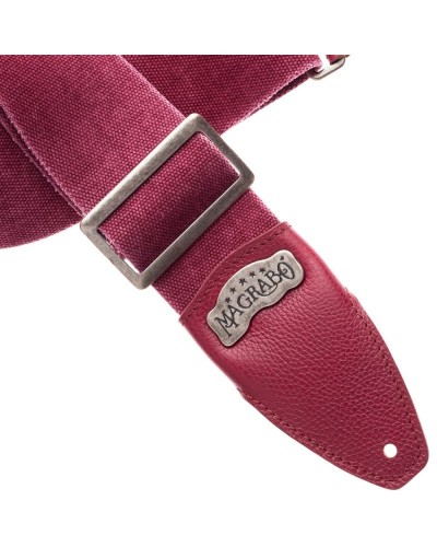 magrabò guitar straps | stripe ss special cotton washed celeste 8 cm terminals colors bordeaux, recta silver buckle