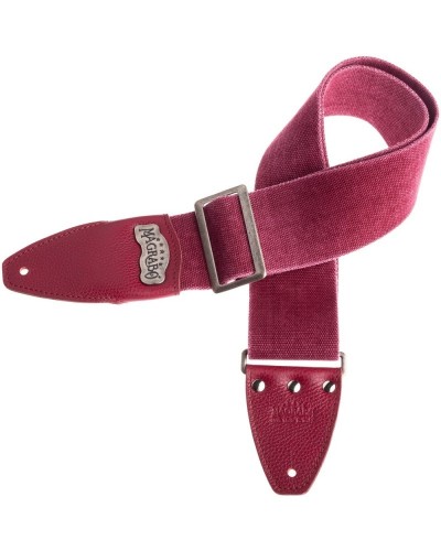 Guitar Strap Bordeaux Cotton And Genuine Leather 8 Cm Colors Stripe SS Cotton Washed 