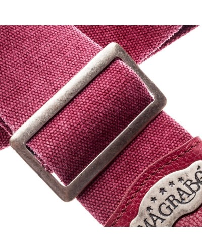 magrabò guitar straps | stripe ss special cotton washed celeste 8 cm terminals colors bordeaux, recta silver buckle