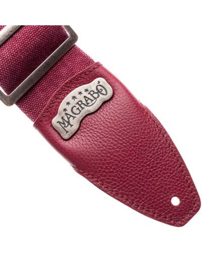 Guitar Strap Bordeaux Cotton And Genuine Leather 8 Cm Colors Stripe SS Cotton Washed 