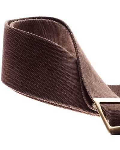 Guitar Strap Brown Cotton And Genuine Leather 8 Cm Metallic Stripe SS Cotton Washed 