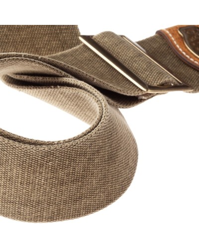 Guitar Strap Olive Green Cotton And Genuine Leather 8 Cm Aged Stripe SS Cotton Washed 