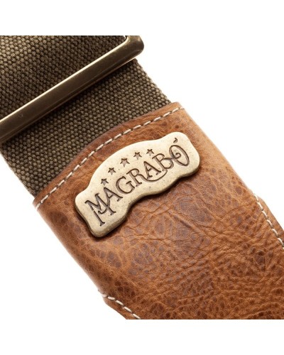 magrabò guitar straps | stripe ss special cotton washed verde oliva 8 cm terminals aged 959 recta brass buckle