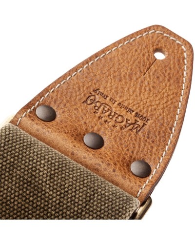 magrabò guitar straps | stripe ss special cotton washed verde oliva 8 cm terminals aged 959 recta brass buckle