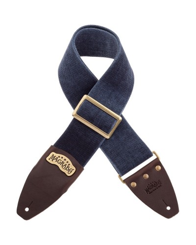 Guitar Strap Blu Cotton And Genuine Leather 8 Cm Core Stripe SC Cotton Washed 