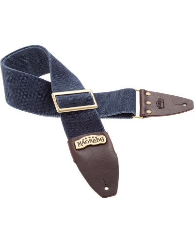 Guitar Strap Blu Cotton And Genuine Leather 8 Cm Core Stripe SC Cotton Washed 