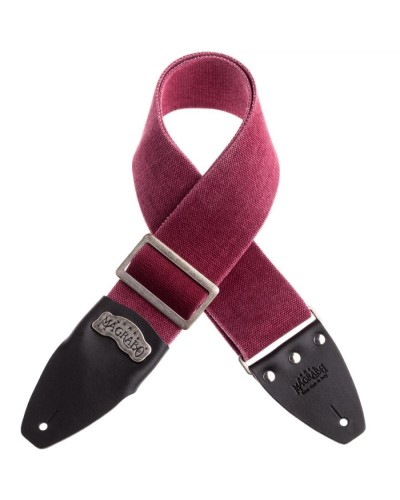 Guitar Strap Bordeaux Cotton And Genuine Leather 8 Cm Core Stripe SC Cotton Washed 