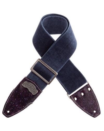 magrabò guitar straps | stripe ss special cotton washed blu 8 cm terminals seurat viola, recta silver buckle