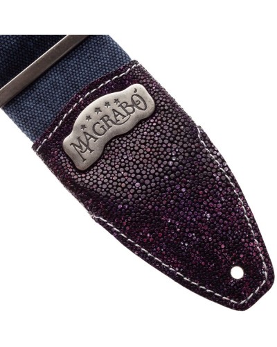 magrabò guitar straps | stripe ss special cotton washed blu 8 cm terminals seurat viola, recta silver buckle