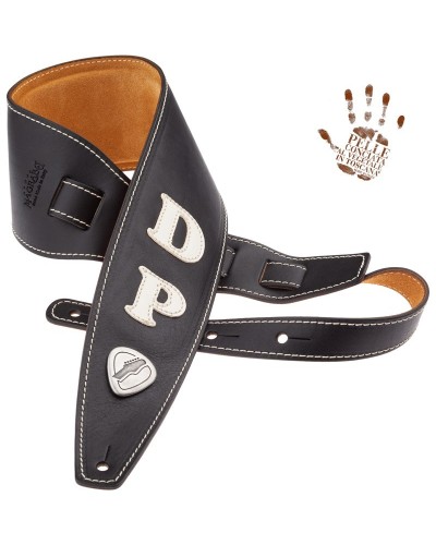 Guitar Strap Black Certified Vegetable Tanned Leather 10 Cm Davide Pannozzo Holes HS Core 