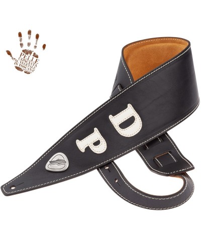 Guitar Strap Black Certified Vegetable Tanned Leather 10 Cm Davide Pannozzo Holes HS Core 