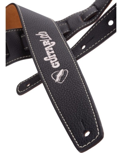 Guitar Strap Black Genuine Leather 6 Cm Guitar Lab Holes HS Colors 