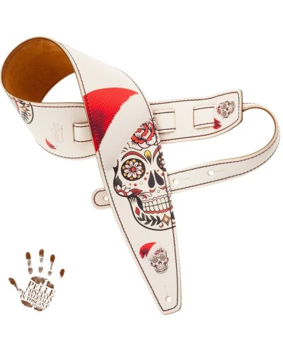 Guitar Strap White Genuine Leather 10 Cm Holes HS Art Print 