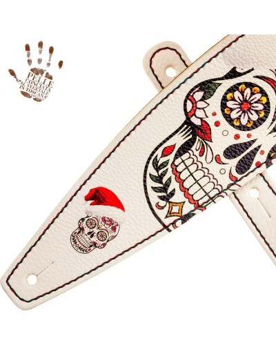 Guitar Strap White Genuine Leather 10 Cm Holes HS Art Print 