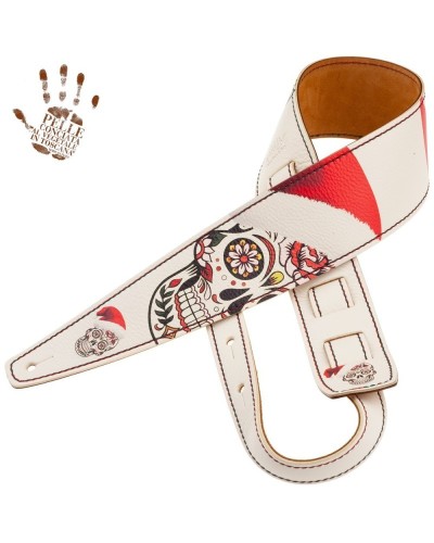 Guitar Strap White Genuine Leather 8 Cm Holes HS Art Print 