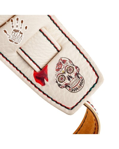 Guitar Strap White Genuine Leather 8 Cm Holes HS Art Print 