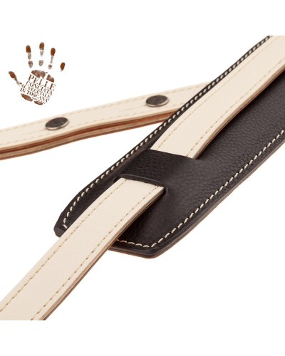 Guitar Strap White Certified Vegetable Tanned Leather 7 Cm Buttons Capitan Fede Vintage VS Core 