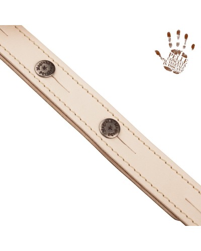 Guitar Strap White Certified Vegetable Tanned Leather 7 Cm Buttons Capitan Fede Vintage VS Core 