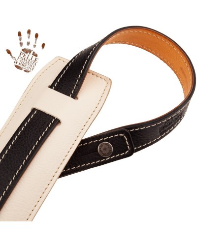 Guitar Strap Black Certified Vegetable Tanned Leather 7 Cm Buttons Capitan Fede Vintage VS Core 