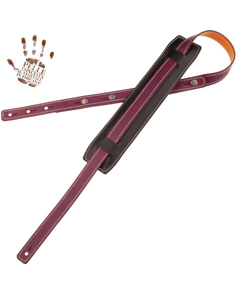 Guitar Strap Violet Certified Vegetable Tanned Leather 7 Cm Buttons Capitan Fede Vintage VS Core 