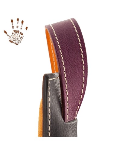 Guitar Strap Violet Certified Vegetable Tanned Leather 7 Cm Buttons Capitan Fede Vintage VS Core 