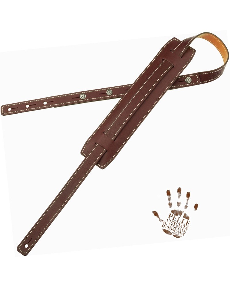 Guitar Strap Brown Certified Vegetable Tanned Leather 7 Cm Capitan Fede Vintage VS Core 