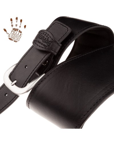 Tracolla per Chitarra e Basso Nero Vera Pelle Conciata Al Vegetale 7 Cm Classic Alex Lofoco Single Buckle OS Core 