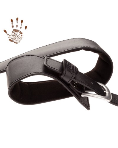 Tracolla per Chitarra e Basso Nero Vera Pelle Conciata Al Vegetale 7 Cm Classic Alex Lofoco Single Buckle OS Core 