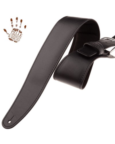 Tracolla per Chitarra e Basso Nero Vera Pelle Conciata Al Vegetale 7 Cm Classic Alex Lofoco Single Buckle OS Core 