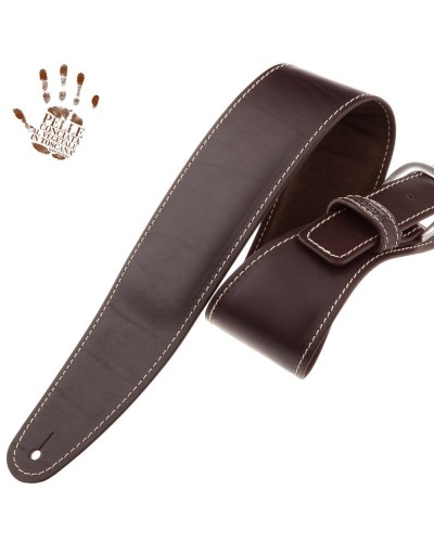 Tracolla per Chitarra e Basso Ebano Vera Pelle Conciata Al Vegetale 7 Cm Classic Alex Lofoco Single Buckle OS Core 