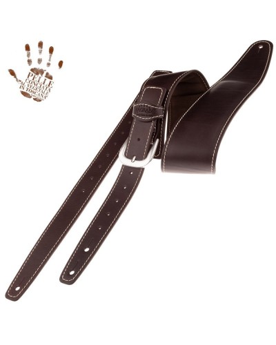 Tracolla per Chitarra e Basso Ebano Vera Pelle Conciata Al Vegetale 7 Cm Classic Alex Lofoco Single Buckle OS Core 