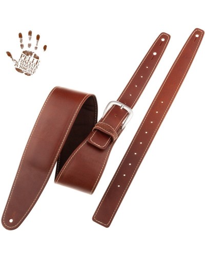 Guitar Strap Brown Certified Vegetable Tanned Leather 7 Cm Classic Alex Lofoco Single Buckle OS Core 