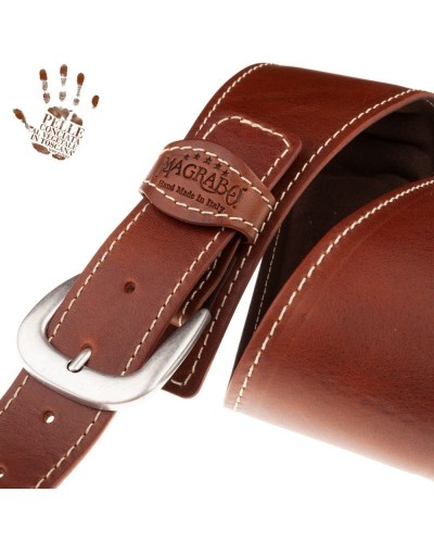 Guitar Strap Brown Certified Vegetable Tanned Leather 7 Cm Classic Alex Lofoco Single Buckle OS Core 