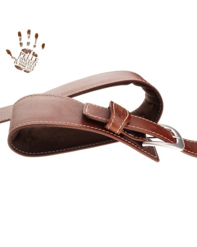 Guitar Strap Brown Certified Vegetable Tanned Leather 7 Cm Classic Alex Lofoco Single Buckle OS Core 