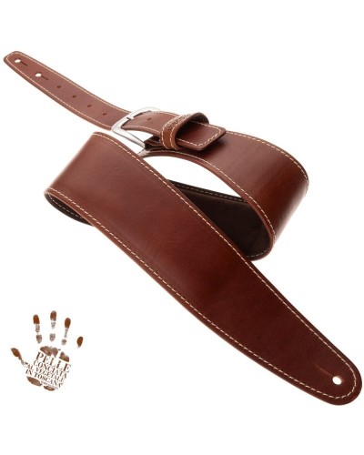 Guitar Strap Brown Certified Vegetable Tanned Leather 7 Cm Classic Alex Lofoco Single Buckle OS Core 