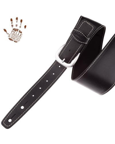 Tracolla per Chitarra e Basso Nero Vera Pelle Conciata Al Vegetale 7 Cm Classic Alex Lofoco Single Buckle OS Core 