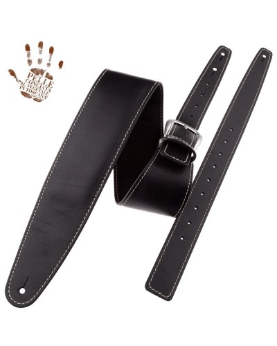 Tracolla per Chitarra e Basso Nero Vera Pelle Conciata Al Vegetale 7 Cm Classic Alex Lofoco Single Buckle OS Core 