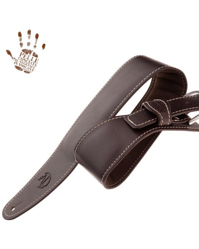 Guitar Strap Brown Certified Vegetable Tanned Leather 7 Cm Classic Alex Lofoco Single Buckle OS Core 