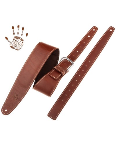 Guitar Strap Brown Certified Vegetable Tanned Leather 7 Cm Classic Alex Lofoco Single Buckle OS Core 