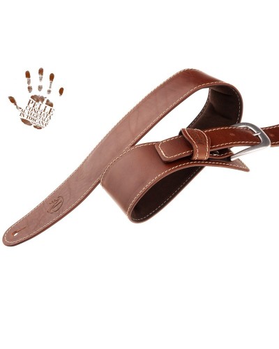 Guitar Strap Brown Certified Vegetable Tanned Leather 7 Cm Classic Alex Lofoco Single Buckle OS Core 